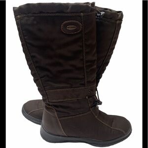 Olang Brown Nylon 100% Wool Lined Winter Boots With Built In Ice Grips Spikes